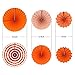 Party Hanging Paper Fans Set, Orange Round Pattern Paper Garlands Decoration for Birthday Wedding Graduation Events Accessories, Set of 6