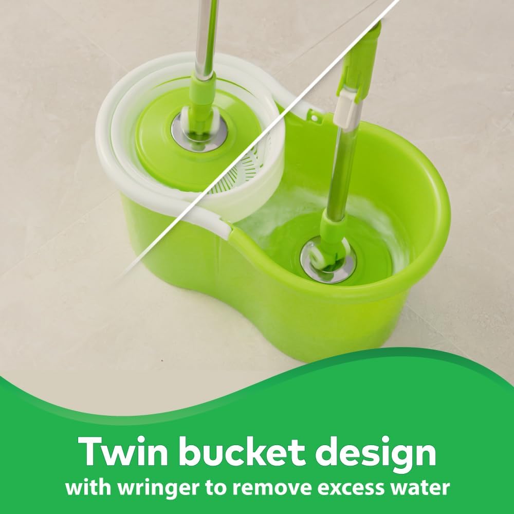 Scotch-Brite 2-in-1 Bucket Spin Mop (Green, 2 Refills), 4 Pcs
