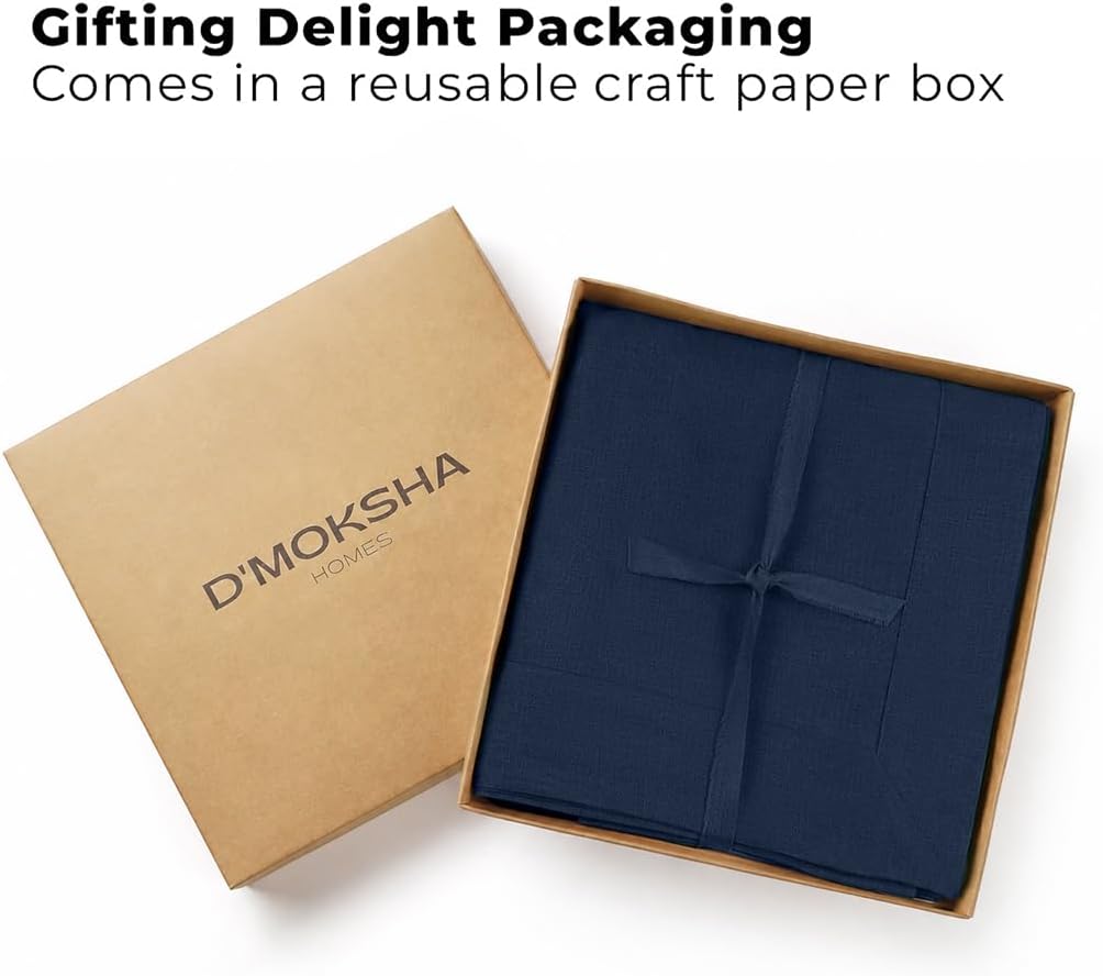 Classic Linen™ by D'Moksha, Navy Blue Tablecloth, Rectangle Tablecloth 60 x 132 Inch, 100% Pure Linen, Machine Washable, Long Table Cloth for Dining- Fall, Weddings, Outdoor Hosting image 4