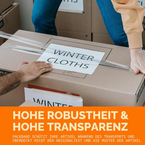 GRIFEMA GA4003-1, Geräuscharmes Paketklebeband, Paketband für Versand, Umzug und Lagerung, Transparent Verpackungsband, 66 m x 50 mm