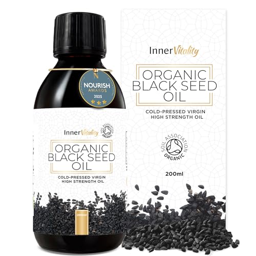 Organic Black Seed Oil Award Winning Cold-Pressed Dark High Strength Pure Virgin Oil up to 5X% Strength - also known as Kalonji by Inner Vitality