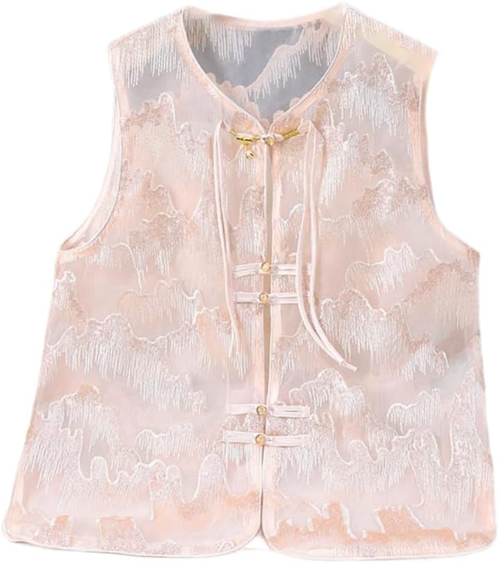 Silk Organya Embroidered Vest for Women in Summer Chinese Style Silk top