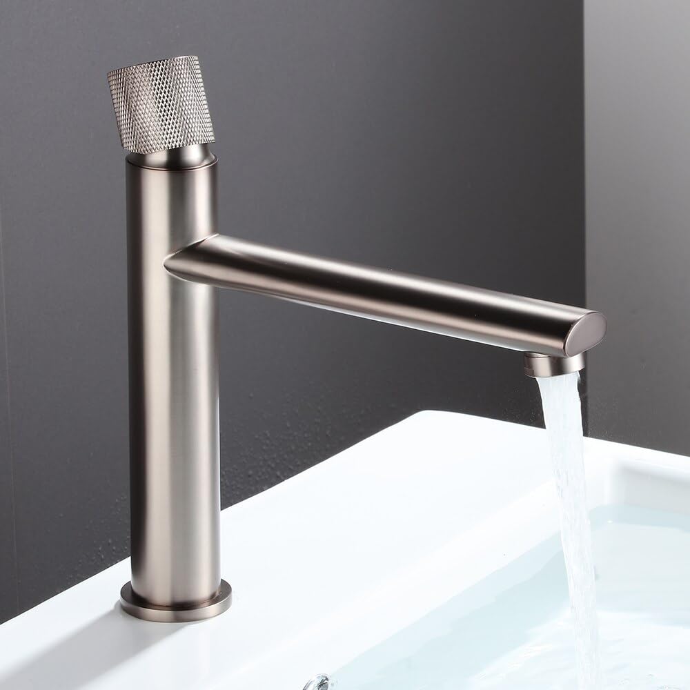 Robinet de salle de bains anti-éclaboussures en laiton brossé pour un lavabo propre