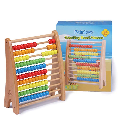Wondertoys Wooden Abacus Educational Counting Toy 100 Beads Math Tool Toddler Gifts for 1 2 3 Year Old Boys and Girls