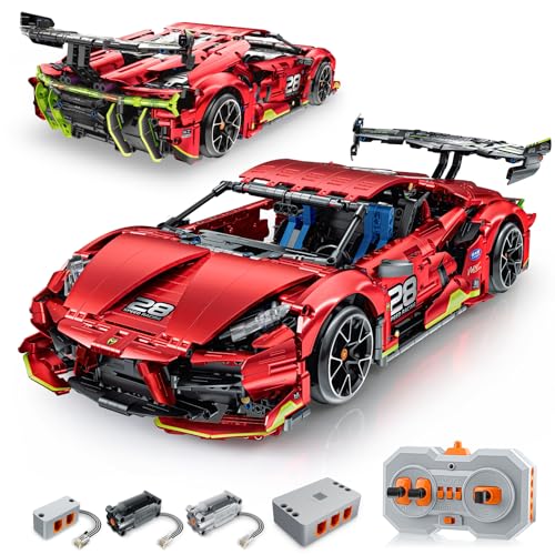 OWNONE 1 Remote Control Super Car Building Kits, 1835PCS Technique Plated Race Car Building Set for...