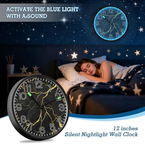 Reloj de pared digital iluminado negro 12 pulgadas miniatura 7