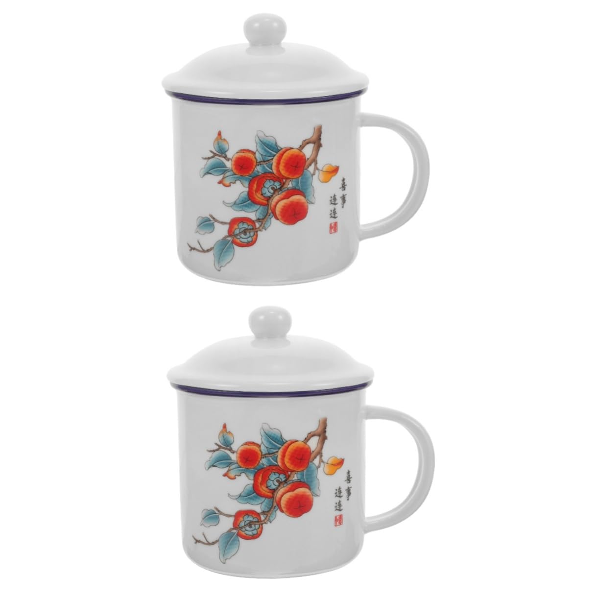 2stücke Vintage Emaille Trinkbecher Mit Deckel Tragbarer Kaffeebecher Für Outdoor-aktivitäten Vielseitig Einsetzbar Für Kaffee Tee Und Langlebiges Und Leicht Zu Reinigendes