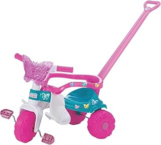 Magic Toys Triciclo Velotrol Infantil Empurrador Butterfly com Aro de Proteção e Apoio para os Pés Removível, Multicolorido