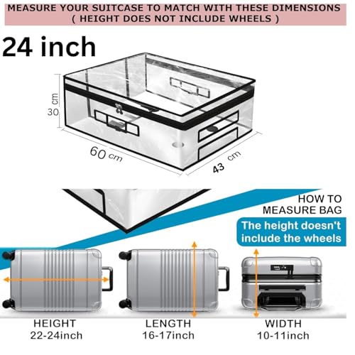 Image of Suitcase Cover Large Size | 24 Inch Transparent PVC Luggage Cover for Hard Trolley Bag (60 CM), Waterproof Clear Protective Suitcase Cover with Zipper, Travel Dustproof Protector