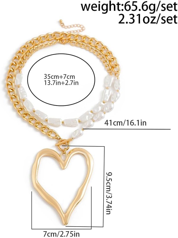 Chunky Gold Heart Necklace for Women,Y2K Big Heart Statement Necklace Long Puffy Hearts Chain Charm Necklaces Trendy Jewerly - Image 4