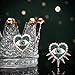 Selenichast Heart Evil Eye Earrings Flat Back Pearl Cubic Zirconia Fashion Earrings For Women Birthday Christmas Jewelry Gifts Green
