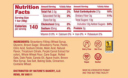 Natureâ€™S Bakery Oatmeal Crumble Bars, Strawberry, Real Fruit, Vegan, Non-Gmo, Breakfast Bar, 6 Boxes With 6 Packs, 36 Count #TOP2