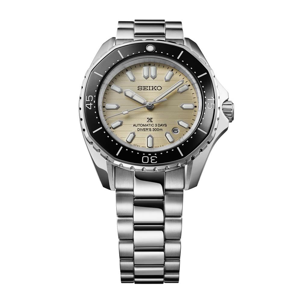 Seiko Prospex Montre de plongée automatique 300 m, cadran beige, boîtier octogonal