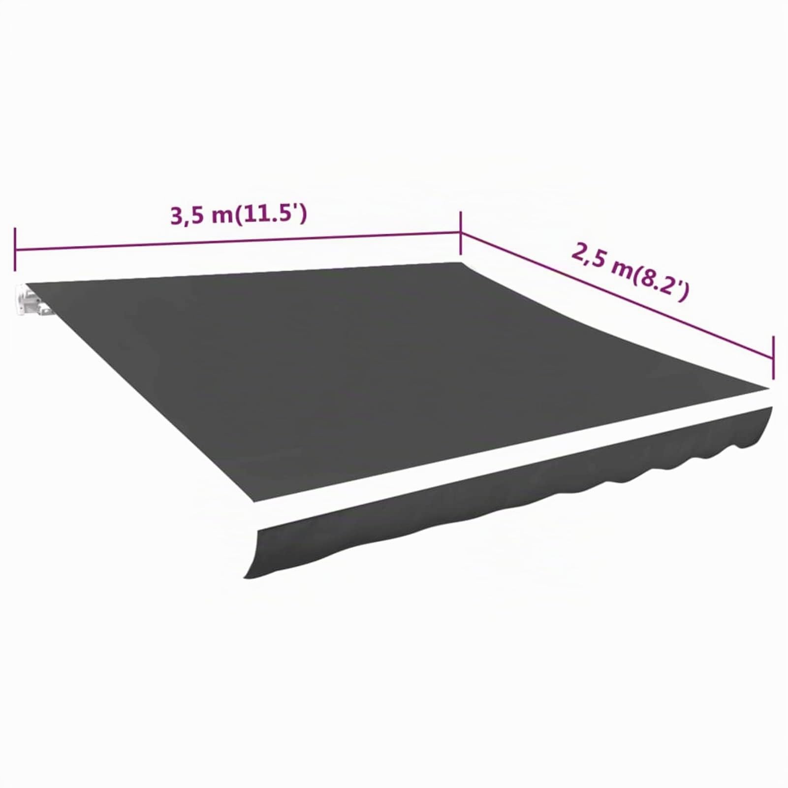 Toile d'Auvent Store d'auvent Toile Voile d'Ombrage Protection Soleil Auvent pour terrasse Store Banne Toile Résistant aux UV-Anthracite-350 x 250 cm