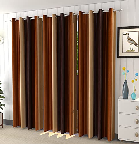 Image of HOME UTSAV 3 Piece Plain Shade Curtains for Window 5 Feet, Brown (Brown, 5 Feet (3Pc))