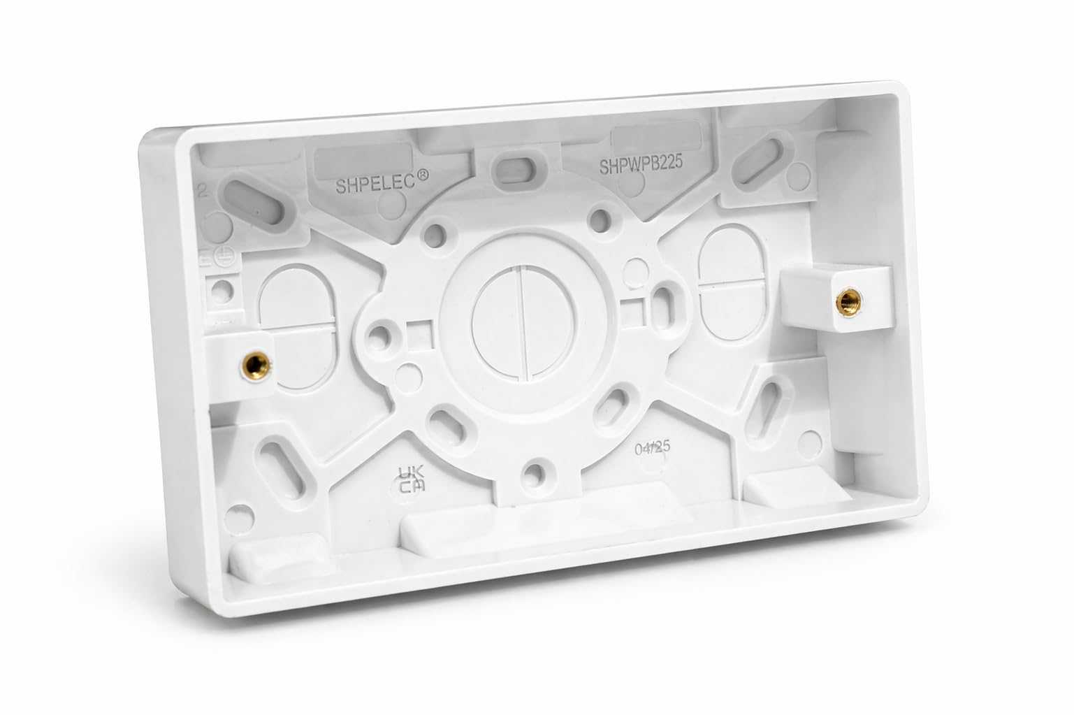 SHPELEC ® Premium Curved Edge White Electrical Sockets Range - Convenient and Versatile Power Solution (2 Gang Pattress Box, 1 Pack) — image 1