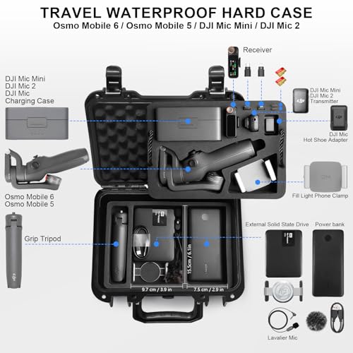 Lekufee Waterproof Hard Case for DJI Osmo Mobile 6/5 Gimbal Stabilizer(Not for 7P), DJI Mic 3/2/Mic Mini & Accessories(Case Only) by Lekufee - Image 2