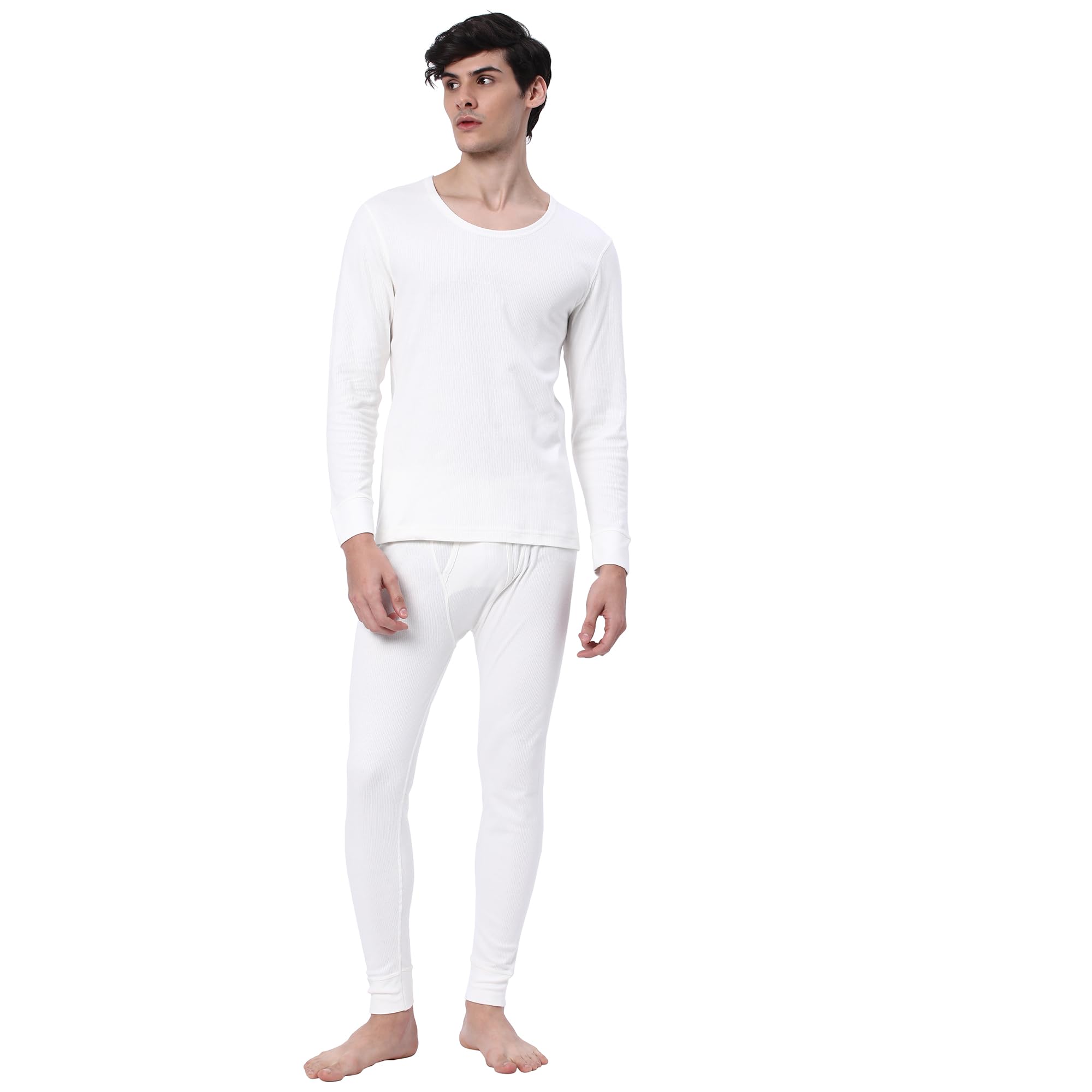 cotstyle Offwhite Cotton Men Winter Thermal Top & Bottom Set-picture-13