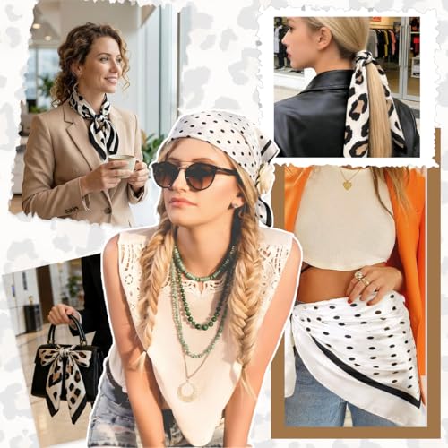 Image of SANNIDHI 2pcs Neck Head Scarf for Women Stylish Silk Hair Scarf Scarves with Vintage Prints for Sleeping, Hair Protection, and Multipurpose Styling (27.6x27.6n)