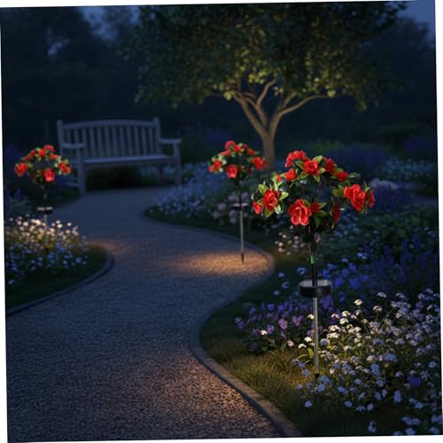Luces solares con forma de flor para iluminar y decorar tu jardín exterior 8