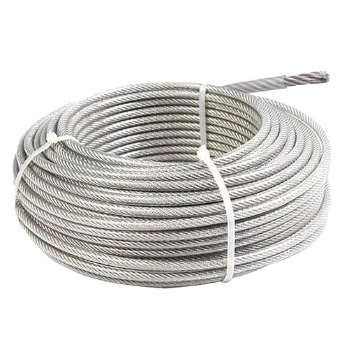 Image of Steel Wire Rope Premium Heavy Load Strength for Gym Machine Equipments, Professional Cable Machines, Mountain Climbing (Transparent PVC Coating, 4MM)