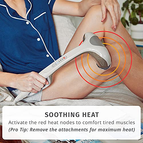 Homedics Percussion Action Massager With Heat | Adjustable Intensity , Dual Pivoting Heads | 2 Sets Interchangeable Nodes , Heated Muscle Kneading For Back , Shoulders , Feet , Legs , & Neck #TOP3