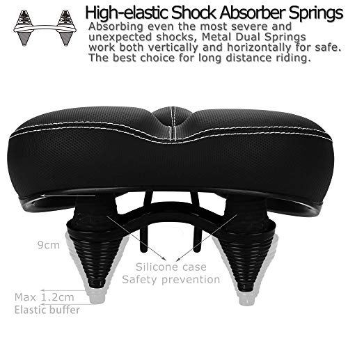 DAWAY Most Comfortable Bike Seat - C30 Oversized Extra Wide Exercise Bicycle Saddle, Universal Fit for Road, Spin, Stationary, Mountain, Cruiser Bikes, Gift for Men Women Senior, Soft Foam Padded