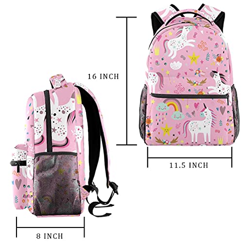 Sac à dos adorable licorne rose avec poches latérales d'école - 2