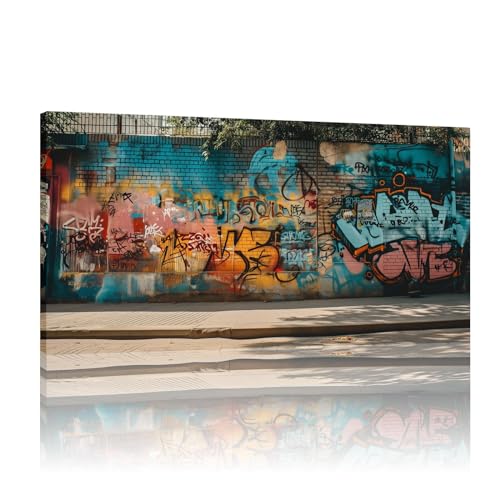 Art mural graffiti Banksy grand format 70x140 cm avec cadre