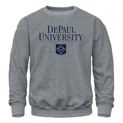 Barnesmith DePaul University Blue Demons Crewneck Sweatshirt, Heritage, Charcoal Grey, Medium