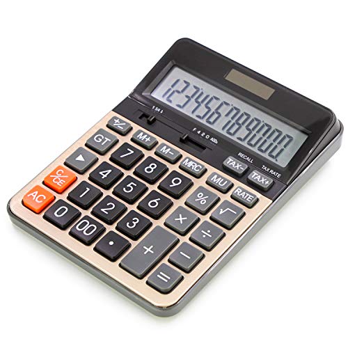 OFFIDIX Calculatrice de Bureau à 12 Chiffres avec Grand écran LCD, Batterie Solaire, Calculatrice électronique à Double Alimentation avec Fonctions fiscales pour Le Bureau et la Maison, école Cover