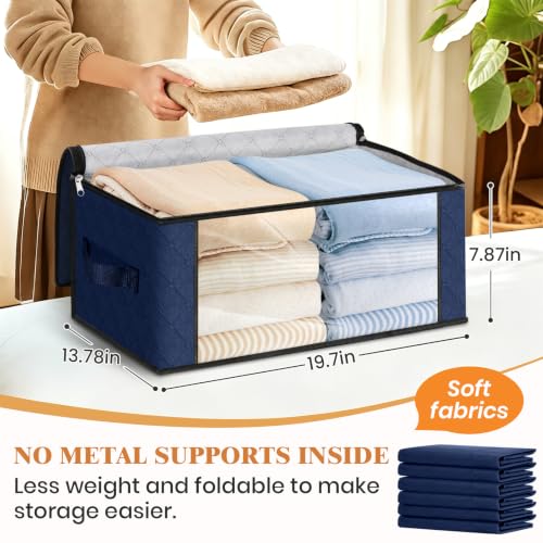 Image of Fab totes 35L Closet Organizers and Storage, Foldable Under Bed Storage Containers, Storage bags for Organizing Bedroom, Closet, Clothing,Organization with Handle (10 Pack,Blue)
