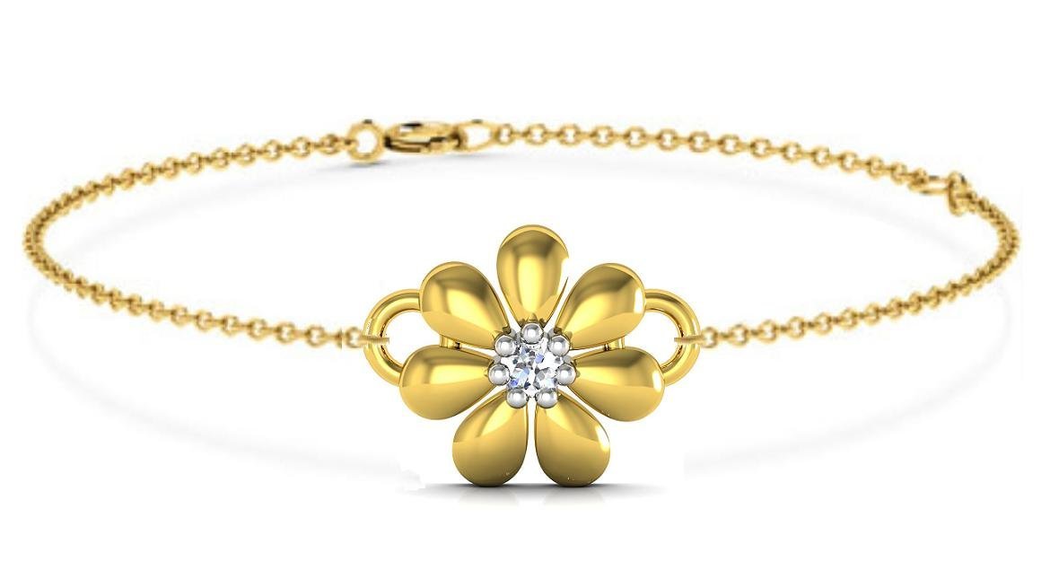 18k (750) Gold with Diamond Charm Bracelet for Women (Gold)-image-28