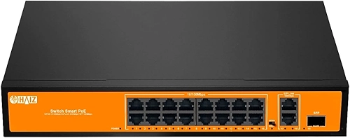 Switch Giga Haiz com 16 Portas POE+ 2 Uplink 1 SFP 10/100/1000Mbps