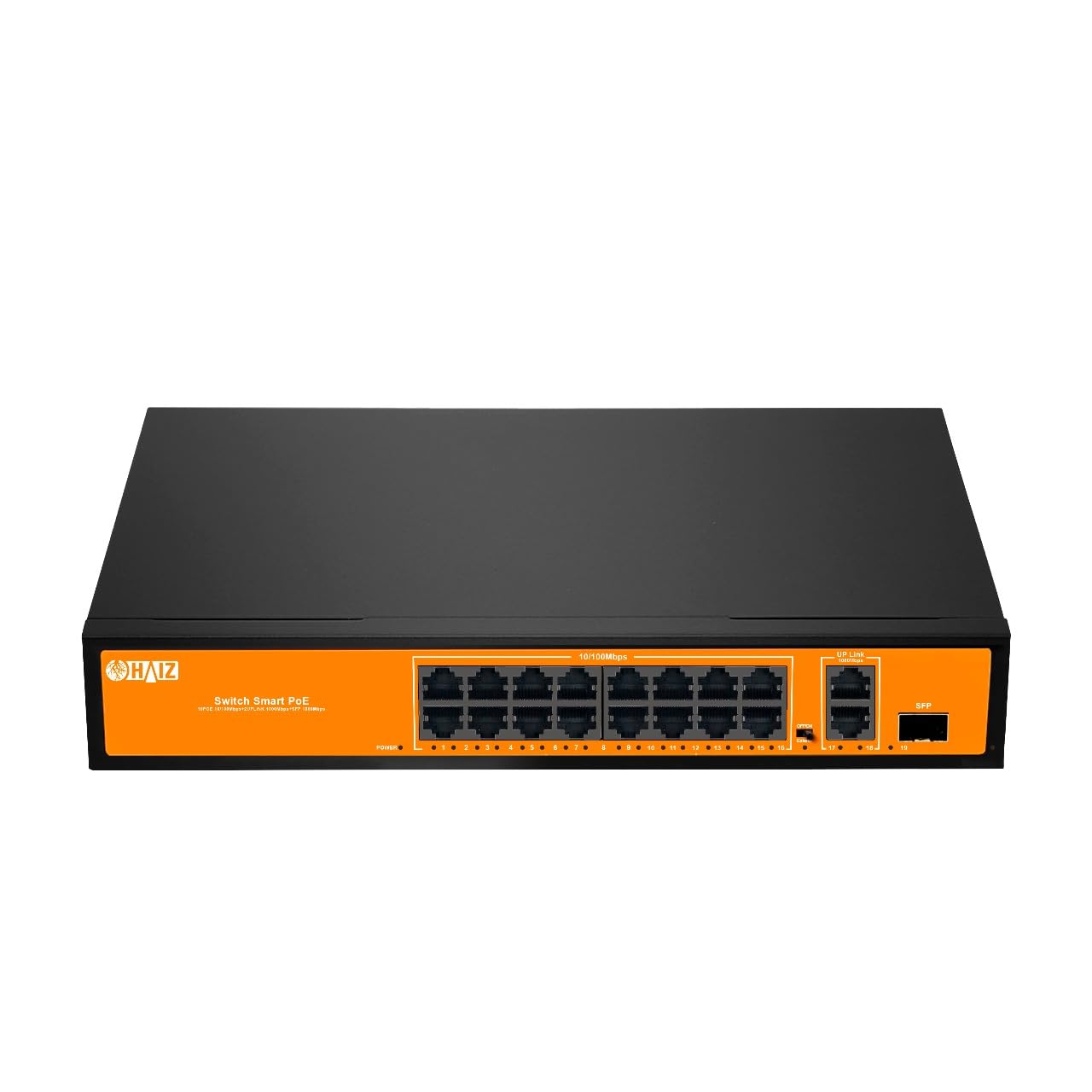 Switch Giga Haiz com 16 Portas POE+ 2 Uplink 1 SFP 10/100/1000Mbps