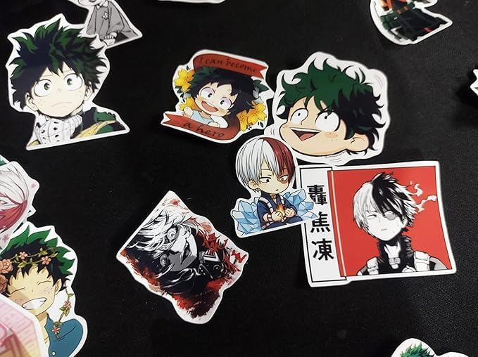 Image of Deku and Shoto Laptop Stickers Pack of 25 Stickers Perfect for Laptops /Mobile /Guitar etc. (Deku & Shoto)