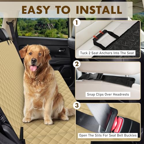 Image of NECKORY Backseat Cover for Dogs, Waterproof and Non-Slip Pet Bench Seat Covers, Car Seat Protector f