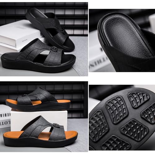 Men's Leather Open Toe Platform Sandals Slippers Comfortable Slip-On Casual Sandals Summer Outdoor Non-Slip Soft Sole Beach Sandals4