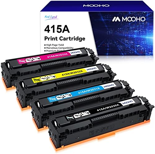 MOOHO 415 A Cartucho de tóner Compatible para HP 415A W2030A HP 415X W2030X  para Impresoras HP Color Laserjet Pro M479fdw,M479fnw,M454dw,M479fdn,M454dn,M479dw  (Paquete de 4, sin Chip) - PREYCA