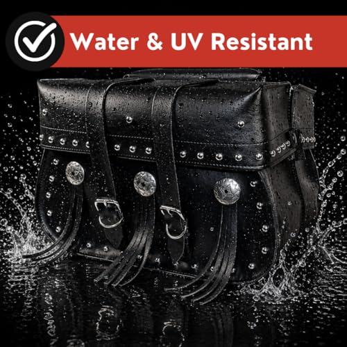 Image of Willie & Max Dowco 58380-00 American Classic Series: Synthetic Leather Straight Motorcycle Saddlebag Set, Black, Universal Fit, 30 Liter Capacity