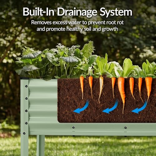 Image of Best Choice Products 72x24x30in Non Toxic Galvanized Raised Garden Bed, Metal Elevated Planter Box, Vegetable Garden, 100% Non Toxic Materials - Sage Green