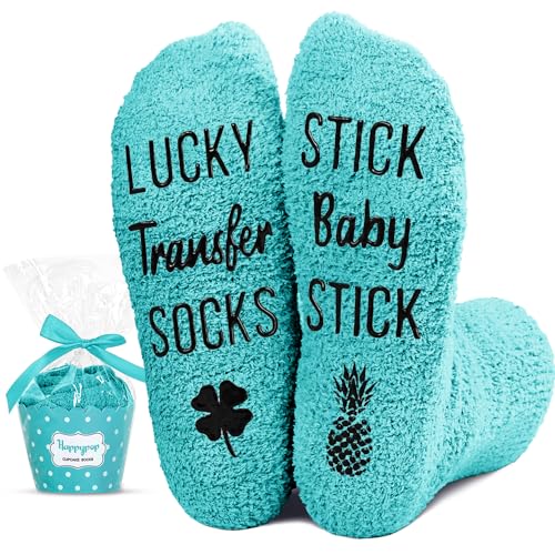 HAPPYPOP IVF Gifts - Fertility Infertility Socks for Women, Egg Retrieval and Embryo Transfer Lucky Fuzzy Socks
