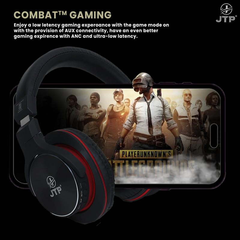 Image of JTP Extra Bass Wireless Headphones - HD Sound, 25H Talk Time, Type-C Charging, BT 5.4, 360 Surround Stereo Sound (Black)