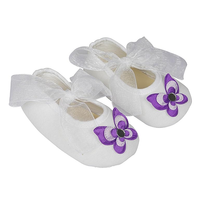 Infant New Baby Toddlers Boys and Girls Cotton White Sandal Ribbon Booties With Mini Butterfly Patch [RSM_35]-image-48