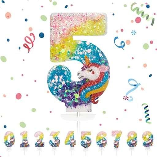 Velas Cumpleaños Números 5,3D Unicornio Arco iris Vela,Vela de Número 5 de Pastel Decoración,Aniversarios,Baby Shower de Cumpleaños | Ya disponible en tu tienda friki favorita! En mundofriki.es!