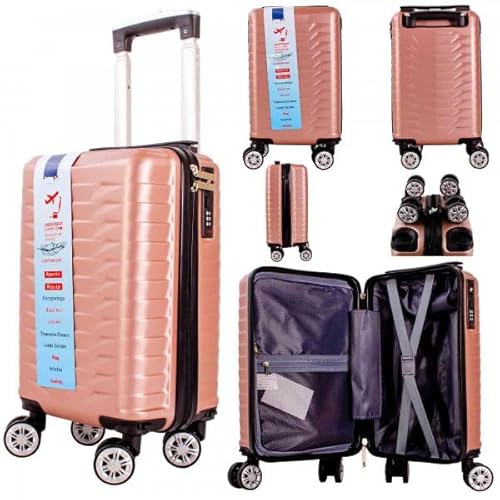 Underseat 40 x 25 x 20 cm Carry on Travel Trolley Case with Detachable Wheels (Rose Gold)