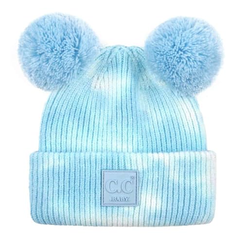 C.C Kids' Babies' Soft Stretch Cable Knit Faux Fur Pom Pom Beanie Hat