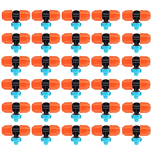 Pilipane Sprinkler Nozzle Irrigation Misting Spray Head Plastic 3 Way Connector Water Saving for Gardens Lawns 30PCS Bag