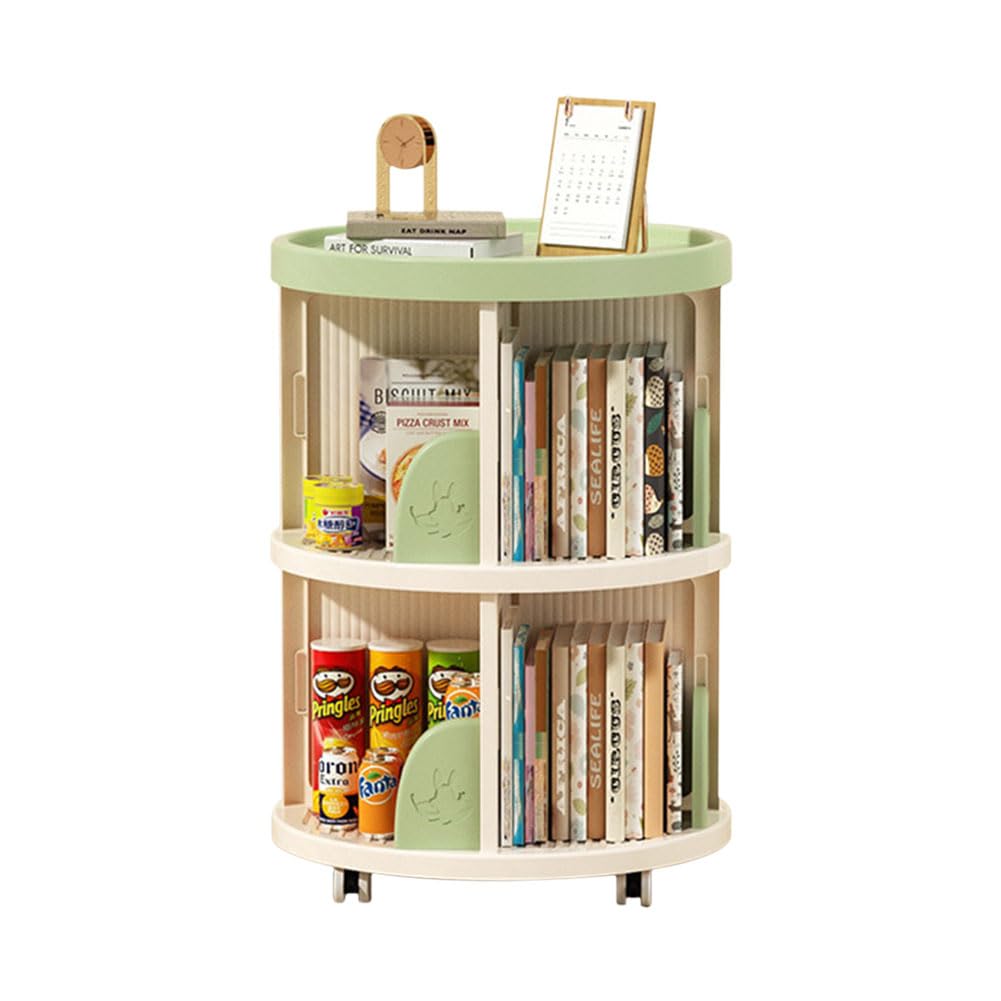 Amazon｜本棚 回転式 2段 直径46CM*高さ64CM A4紙が入る高さ コミック