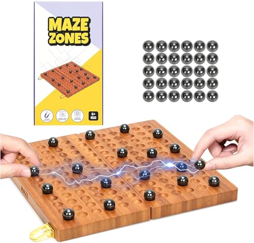 Juego de ajedrez magnético de madera con 30 bolitas metálicas miniatura 1